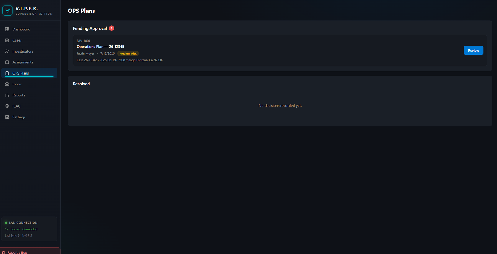 OPS plan pending approval